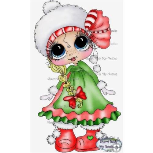 10x6 Girl in green dress TBig ice cream ransparent Clear Stamps Silicone Seals for DIY scrapbooking photo album Card Making