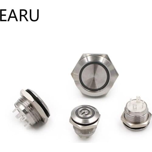 12-30mm Mirco Switch Short Strock Stainless Steel Momentary Self-reset Waterproof Metal Push Button Switch Ring Power LED Light