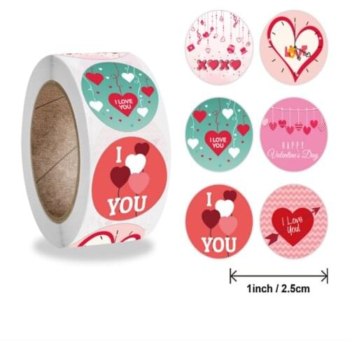 500 sheets/roll I love you Valentines Day heart-shaped stickers gift sealing stickers gift decoration stamps scrapbook stickers