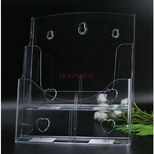 A4 two-layer desktop transparent information shelf display box leaflet catalogue wall hanging acrylic information box