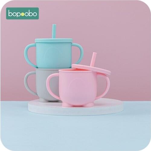Bopoobo Baby Feeding Cups Baby Learning Baby Drinkware silicone Sippy Cup For Toddlers & Kids With Silicone Sippy Cup Lids Solid