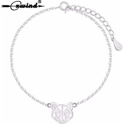 Cxwind Women Chain Link Animal Wolf Head Bracelet Cuff Jewelry Fashion Fox Design Bracelet Bangle Cute Gift for Lover Bijoux
