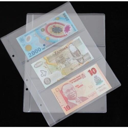 1 Album Pages 3 Pockets Money Bill Note Currency Holder PVC Collection 180x80mm 203C