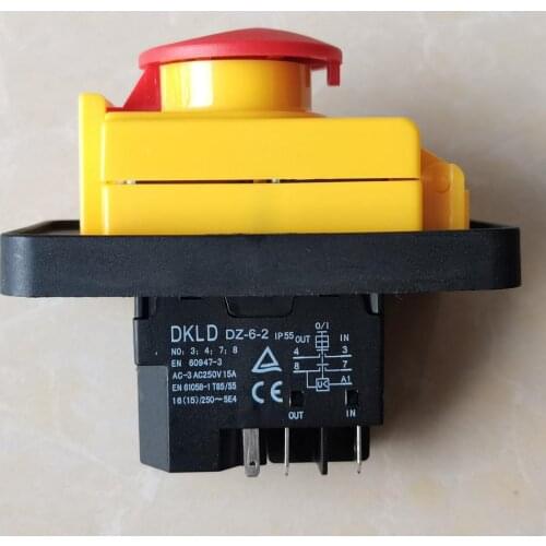 DKLD DZ-6-2 Electromagnetic Switch Emergency Stop Pushbutton Switches for Industrial Machine Tool Equipment AC-3 AC250V 15A 5E4