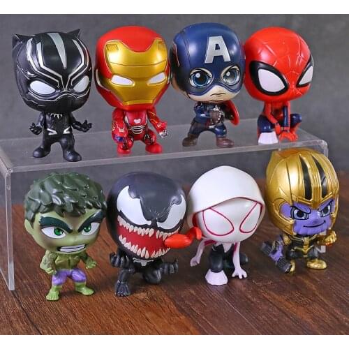 Marvel Spiderman Gwen Stacy Venom Thanos Hulk Captain America Iron Man Black Panther PVC Action Figure Model Toy 6pcs/set