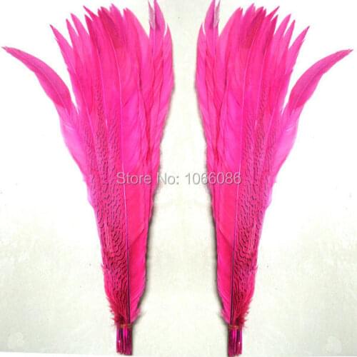 EMS Free Shipping 50pcs Silver pheasant Feathers 60-65 24-26inch Hot pink pheasant silver Feathers DIY Feathers Cloth accessory