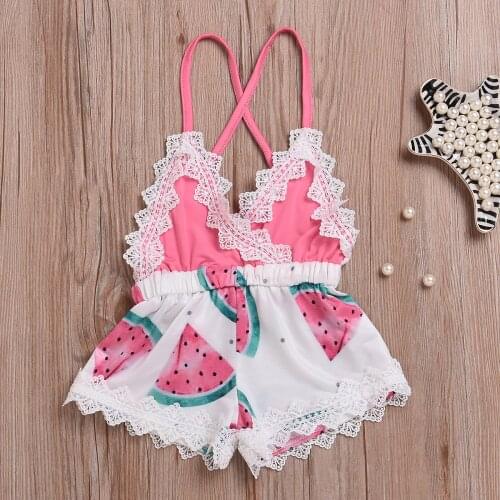 Newborn Toddler Baby Girls Floral Clothes 2021 Summer Sleeveless Lace V Neck Romper Jumpsuit Playsuits Shorts Baby Outfit 0-3Y