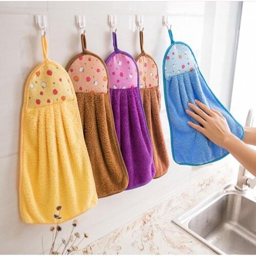 Coral velvet kitchen towels Microfiber cleaning cloth Kitchen hang towel Soft absorbent hand towel