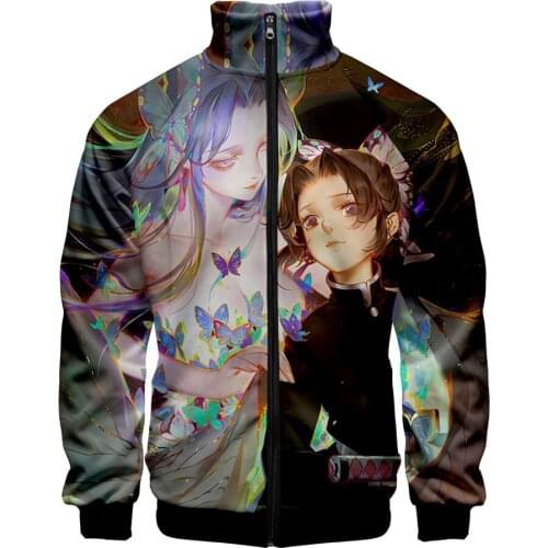 New Arrival Demon Slayer 3d print Stand Collar Zipper Jacket men women harajuku sweatshirt Demon Slayer long sleeve Jackets