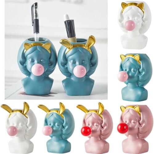 Cute Girl Blowing Bubbles Succulent Planters Vinyl Flower Pot for Home Tabletop Decor, Various Styles Available