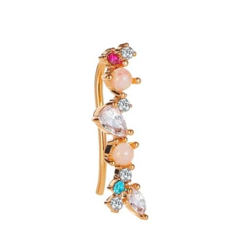 No Pierced Colorful Crystal Earrings For Women Simple Earcuff Wrap Clip Earrings Fake Cartilage Ear Bone Brincos Jewelry