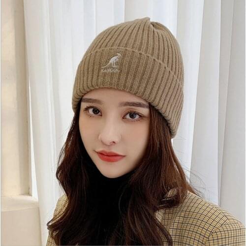 New simple beanie hat women winter cold and warm wool hat kangaroo hooded female hat