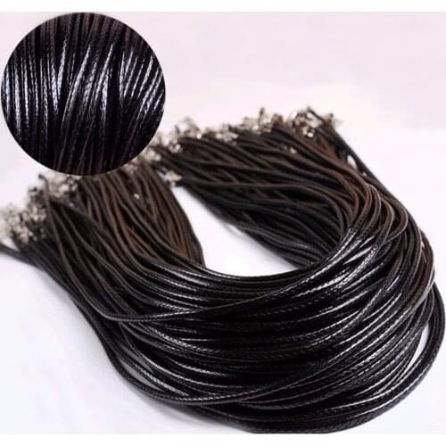 3 Pcs 2mm Twisted Braided Rope Leather Chain Necklace Bracelet Charms Clasp DIY Jewelry Accessories String Cord Necklace