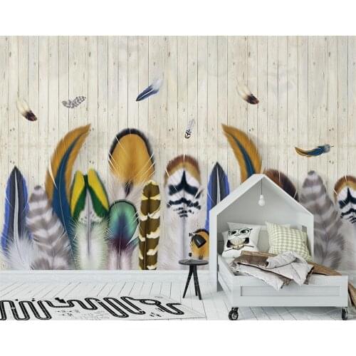 Beibehang Custom wallpaper papel de pared Modern minimalist color feather wood board background wall decoration 3d wallpaper
