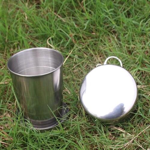 Stainless Steel Folding Cup Portable Outdoor Travel Camping Home Kitchen Telescopic Cup With Keychain Water Coffee Handcup cups