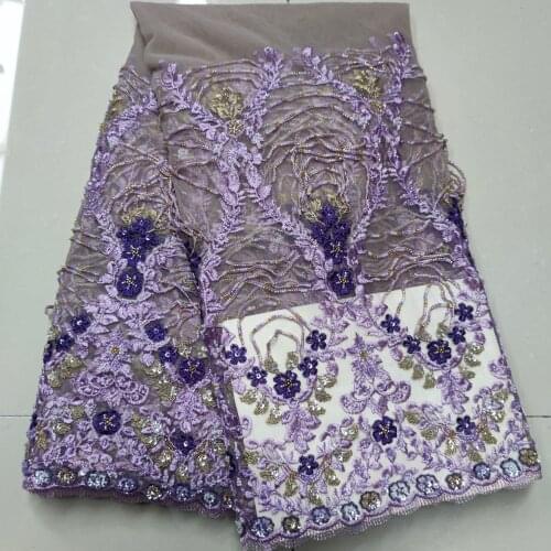 Latest French Nigerian High Quality Tulle African Lace Fabric with beads J-3888822 Wedding French Tulle Lace