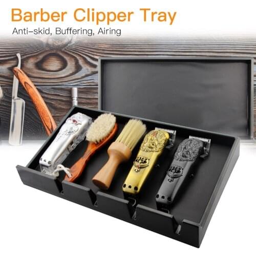 Professional Barbershop Hair Clipper Tray Non-Slip Salon Storage Box With 4 Slots Hair Clipper Brackets Hairdresser Tool Box