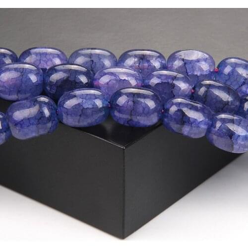 Dark Blue Cylinder Beads Snow Cracked Veins Agates Beads For Jewelry DIY Handmade Bracelet Earrings Necklace Accessories 10x14mm