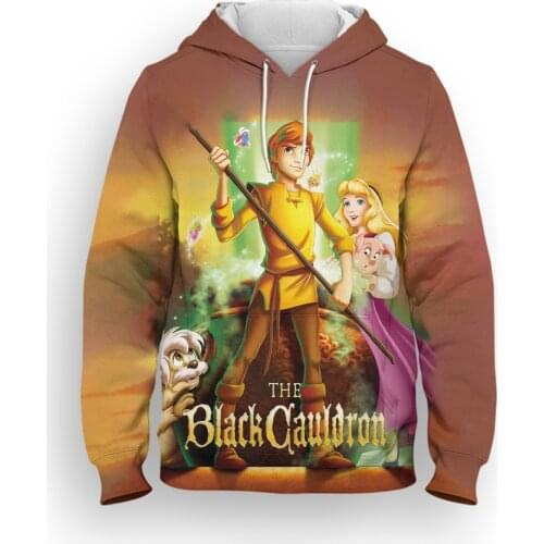 The Black Cauldron Womens Hoodie Spring Cartoon Anime Disney 3D Print Children Sweatshirt Harajuku Style Mens Tracksuit