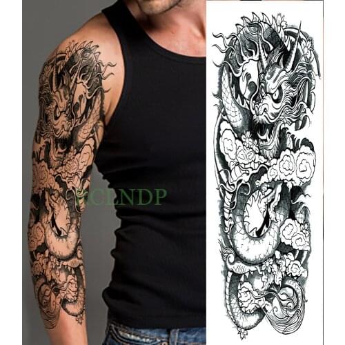 Waterproof Temporary Tattoo Sticker dragon Chinese style full arm fake tatto flash tatoo big size sleeve tato for men women