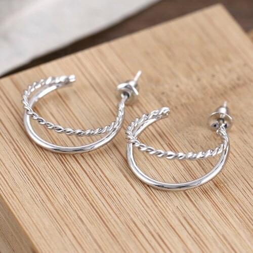 S925 Korean Temperament Earrings Double C for Women Earring Letter Fashion Women Needle Earrings Party Jewelry Best New