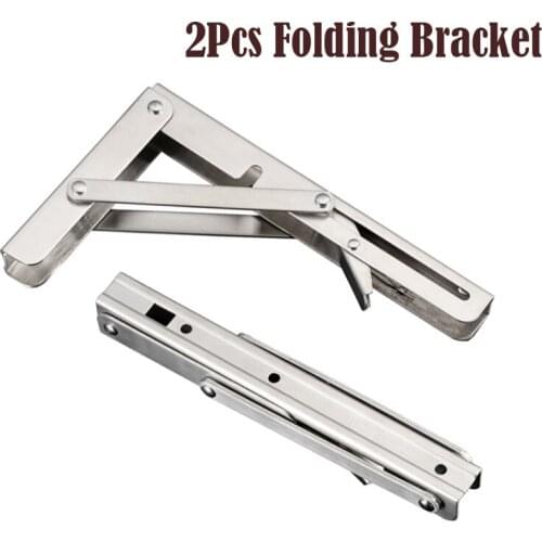 Heavy Duty Stainless Folding Brackets Polished Shelf Bench Table Shelves Bracket Wall Mounting Load Bearing 200 KGS Durable