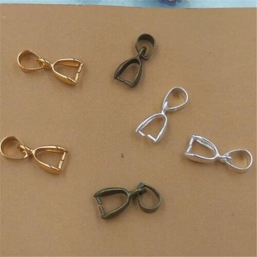 ACLOVEX 50pcs/lot 6*15mm Necklace Pendants Connectors Clips Bails Copper Gold Color Charm Clasps For Diy Jewelry Making Findings