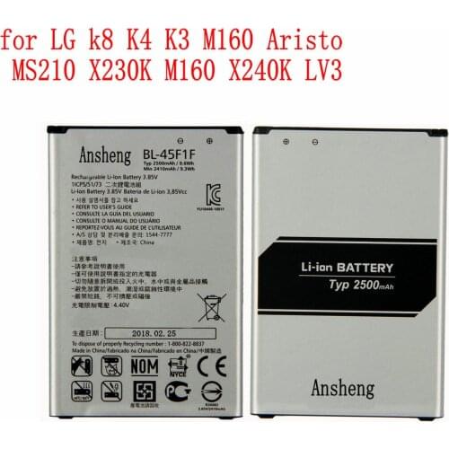 100% NEW Original BL-45F1F 2410mAh Battery for LG k8 K4 K3 M160 for LG Aristo MS210 X230K M160 X240K LV3 (2017 version K8)
