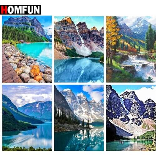 HOMFUN DIY Diamond Painting "Mountain landscape" Full Drill Square Round Diamond Embroidery 5D Cross Stitch Decoration Home