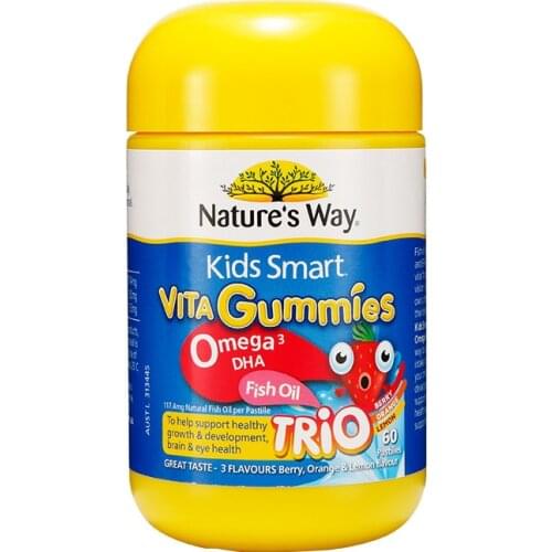 Australia Nature Way Kids Smart Vita Gummies Omega-3 Multivitamins support Children Brain growth development DHA Immune system
