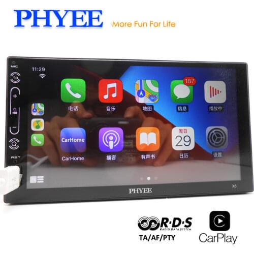 Carplay 2 Din Car Radio Bluetooth Handsfree RDS Stereo Receiver Mirror Link USB 7" Touch Screen Audio System Head Unit PHYEE X6