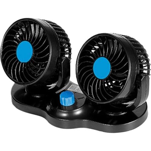 Car Auto Air Cooling Dual Head Fan 12V 360 Degree All-Round Adjustable Low Noise Car Auto Cooler Air Fan Car Fan Accessories