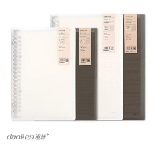 White & Black Color PP Cover Metal Binder Loose Leaf Notebook 80g Ivory Cream Paper With Various Inside Pages