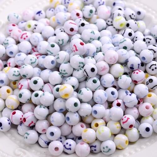 Cute Round Shape Mixed Acrylic Beads 50-300Pcs Loose Spacer Beads For Handmade Making Jewelry DIY Bracelet Necklace Accessories