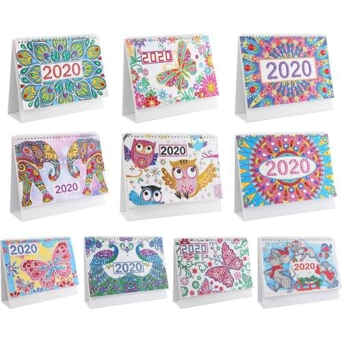 DIY Mandala Special Shape Diamond Painting 2020 New Year Mini Desk Calendar Diamond Embroidery Agenda Calendars New Year Gift