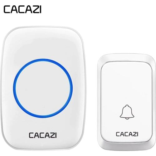 CACAZI Wireless Doorbell Waterproof 300M Remote US EU UK Plug Smart LED Light Home Door Ring Bell Welcome Turquoise Doorbell 220