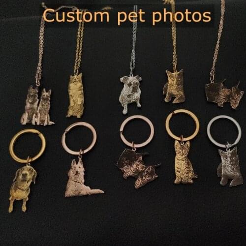 Customized Pet Necklace Keychain Three Colors Optional Family Gift