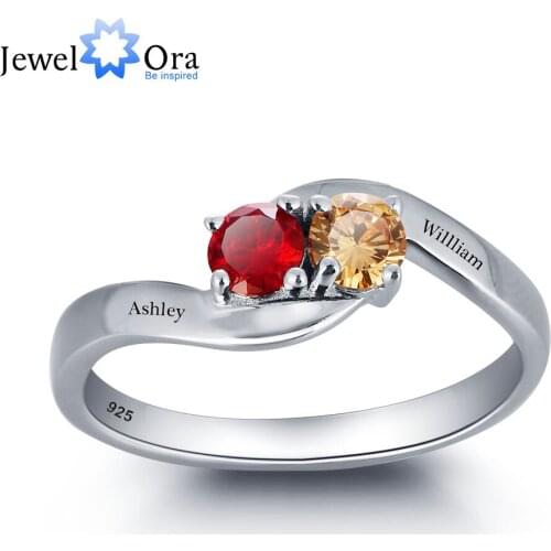 Personalized Love Promise Ring Simple 925 Sterling Silver Cubic Zirconia Ring Valentines Day Gift (JewelOra RI101791)
