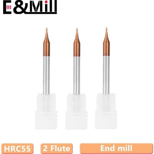 HRC55 Tungsten Steel Alloy Micro Diameter Milling Cutter End Mill Cutter 2 3 4 5 6 7 8 Small Diameter Tool Alloy End Mills