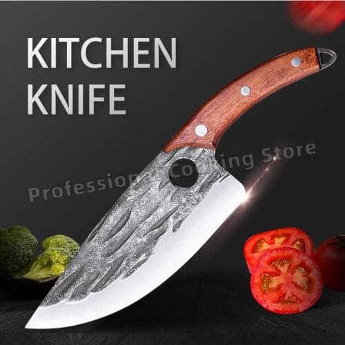 Forged stainless steel slicing knife Boning knife Butcher knife Outdoor cooking knife Kitchen kitchen knife Meat cleaver