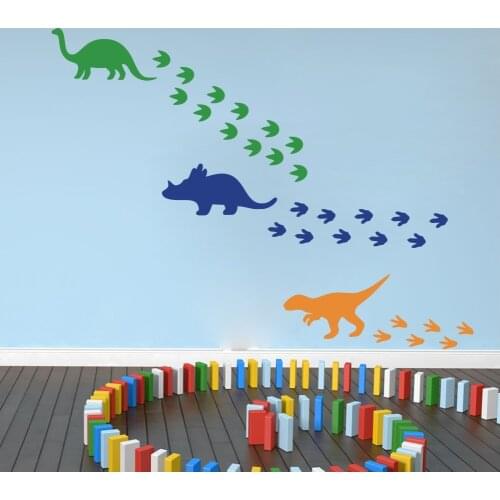 Creative 4 Types Dinosaur Footprints DIY Pattern Wall Art Decals Park Theme Children Nursery Wall Stickers Kids Room Home Decor