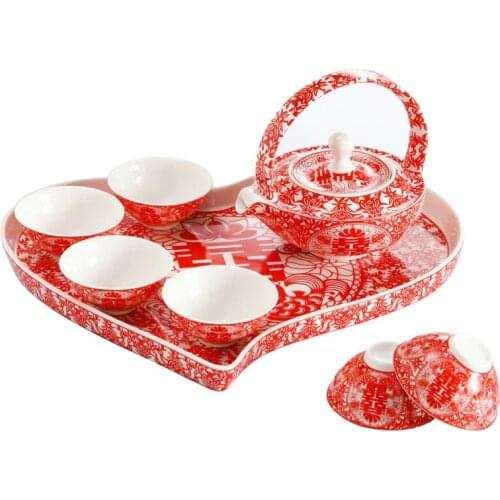 Creative Wedding Gifts Newlyweds Tea Respect Articles Heart-shaped Plate Tea Set