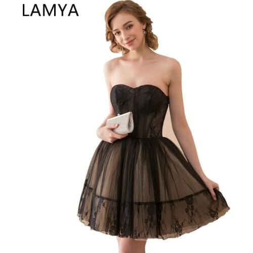 LAMYA Short A Line Tulle Prom Dresses 2019 Sweatheart Simple Evening Party Dress Real Photo Plus Size Special Occasion Gowns