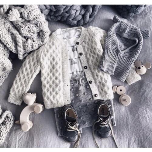 2020 Spring Diamond Design Knit Sweater Cardigan Kids Girls Boys Sweater Baby Girls Bebes Clothes Set Knitting Children Clothing