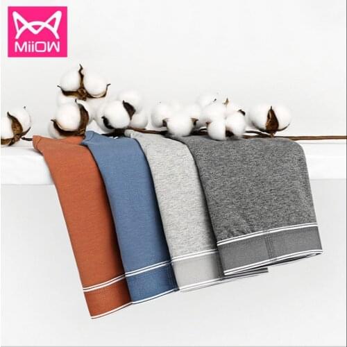 MiiOW Mens Underwear, Mens Briefs, Mid-waist Mens Shorts, Wide Waist, Solid Color Cotton Sexy Underwear, Graphene