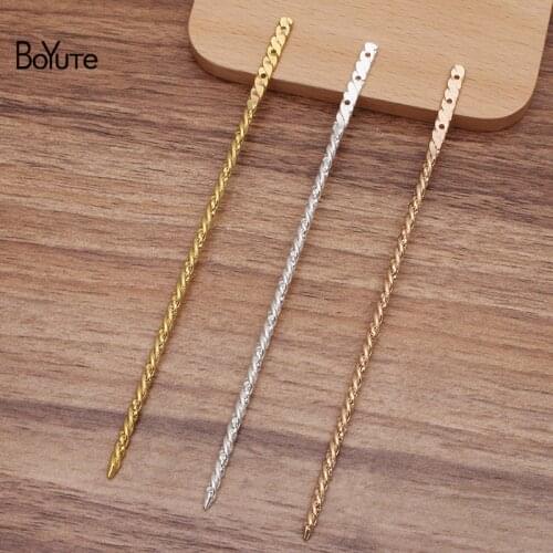 BoYuTe New Arrive (5 Pieces/Lot) 140MM Metal Brass Twist Hair Stick with 3 Holes Handmade Diy Hair Accessories Materials
