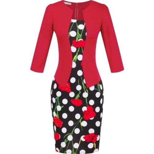 Autumn Pencil Dress Office Elegant Black Red Fashion Female Bodycon Vestido Ladies Work Wear Vintage Women Clothes