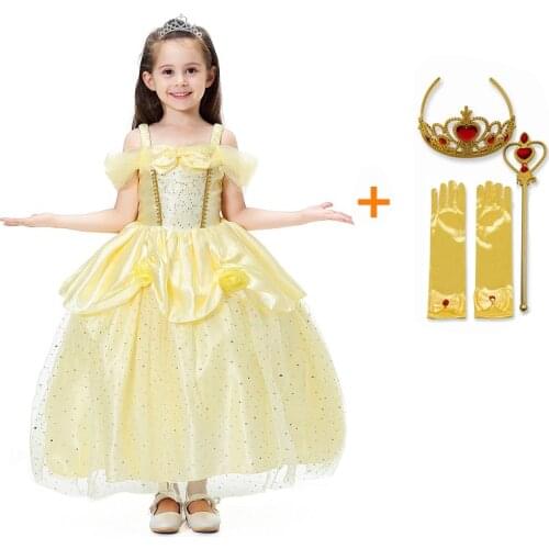Belle Dress For Girl Princess Dresses Kids Cosplay Costume Birthday Halloween Party Children Beauty and the Beast Clothing