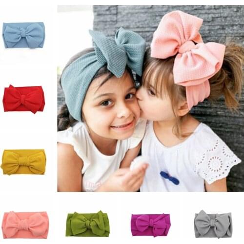 Lovely Handmade Bowknot Toddler Elastic Wide Headband Baby Girl Solid Color Bow Hairband Infant Accessories DIY Party Decoration