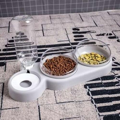 Raised Cat Bowl Tilt Dog Food Water Elevated Dispenser Set with Automatic Water Bottle Feeder Waterer Pet Food Container